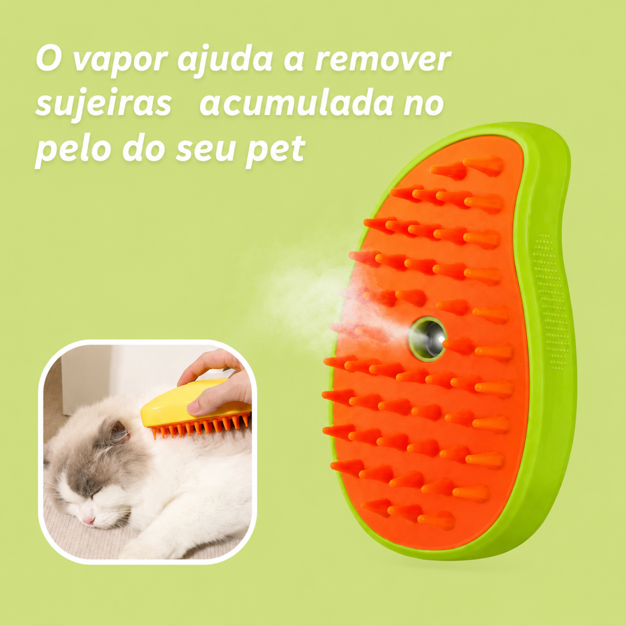 Escova Pet com Spray de Água e Cerdas Massageadoras | Para Cães e Gatos