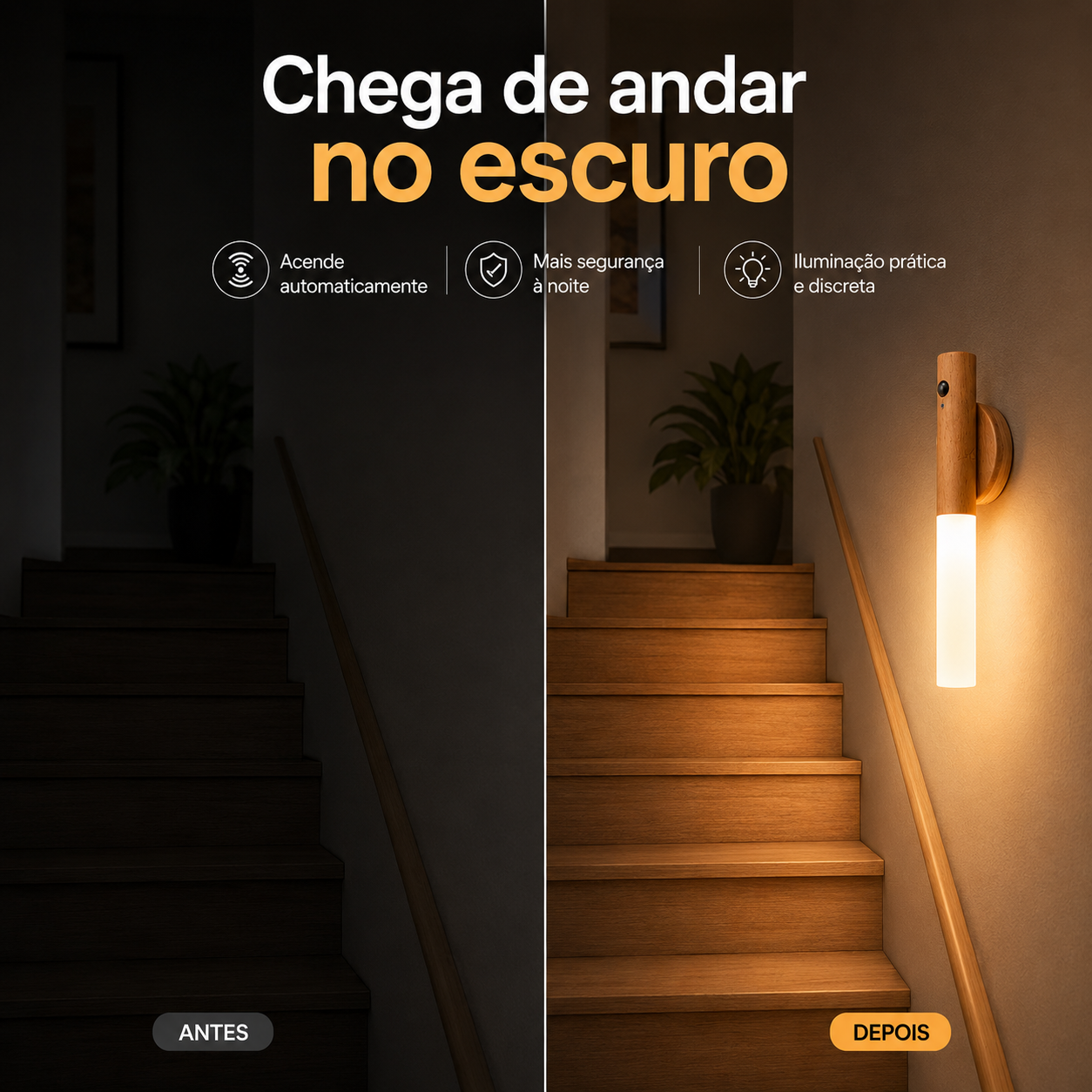 Luz Guia Inteligente com Sensor de Movimento | LED Sem Fio