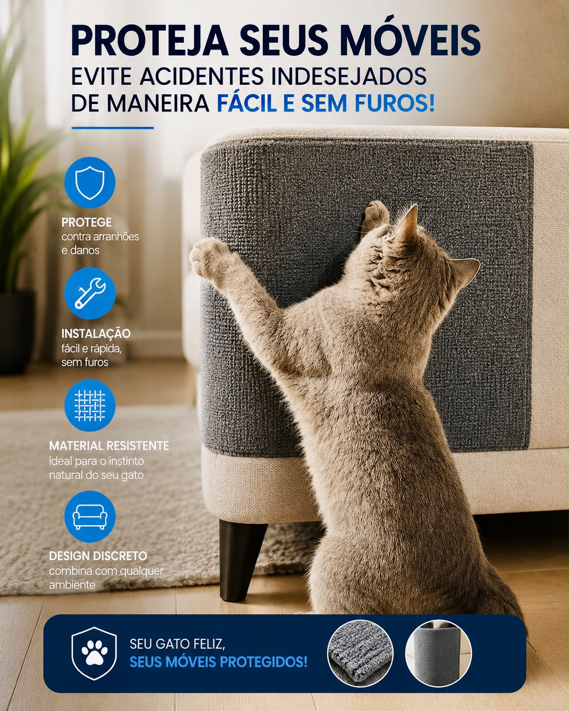 Carpete Adesivo Anti-Arranhão